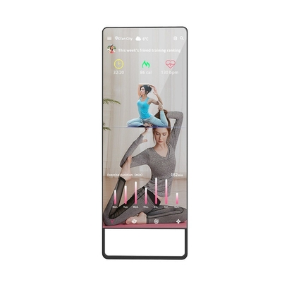 Smart split screen digital signage and mirror indoor magic electric display 49 inch yoga fitness trainer workout lcd player
